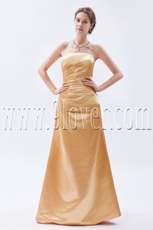 modern gold satin strapless a-line floor length mother of the bride dress IMG-8974