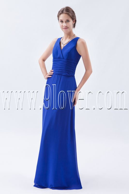 a-line floor length royal blue chiffon v-neckline floor length evening dress IMG-9007