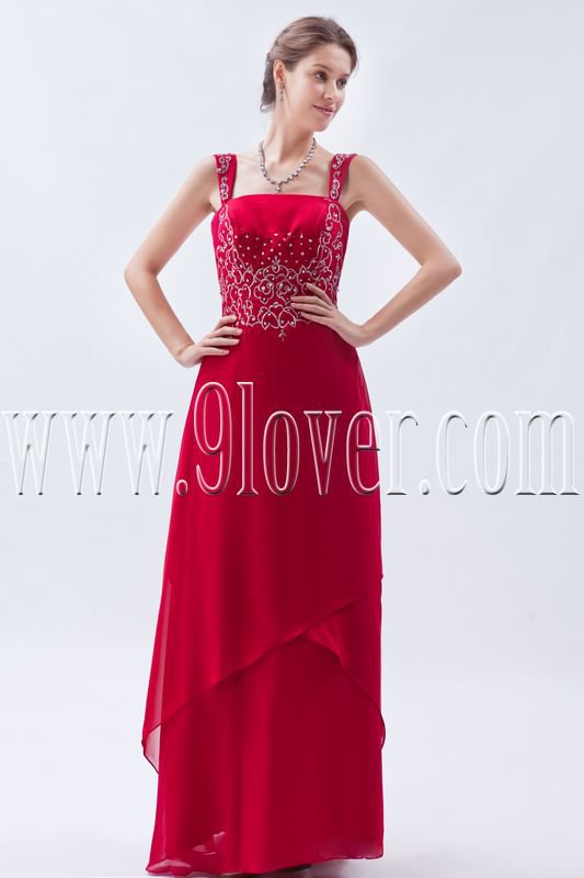 charming red chiffon straps a-line floor length prom dress IMG-9053