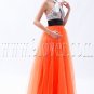silver and orange halter neckline column floor length prom dress IMG-9077