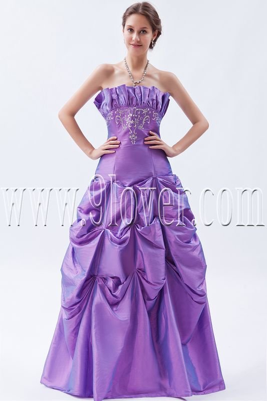 violet taffeta strapless a-line floor length pageant dress IMG-9087