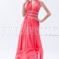 exclusive water melon chiffon halter neck a-line floor length formal evening dress IMG-9113