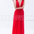 sexy red chiffon deep v-neck a-line floor length formal evening dress IMG-9124