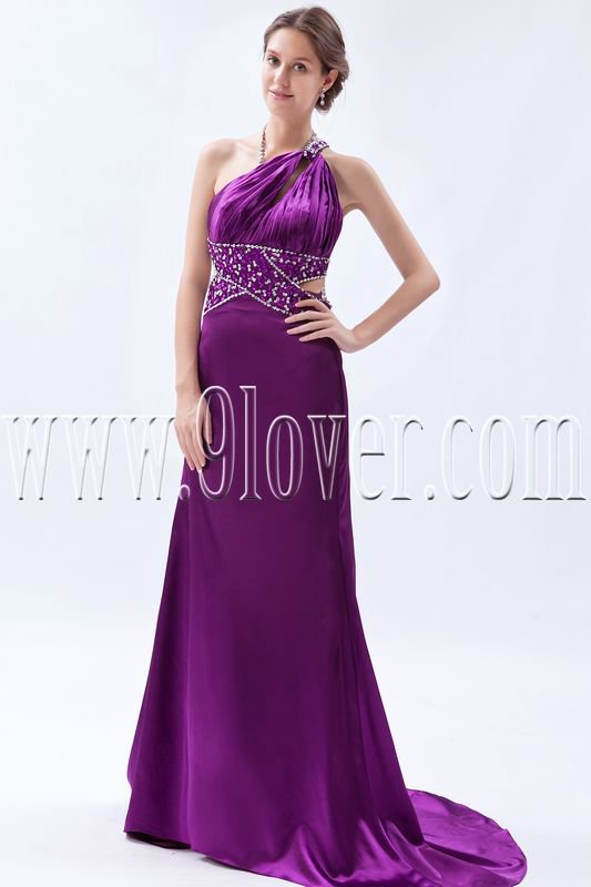 charming regency satin one shoulder a-line floor length formal evening dress IMG-9251