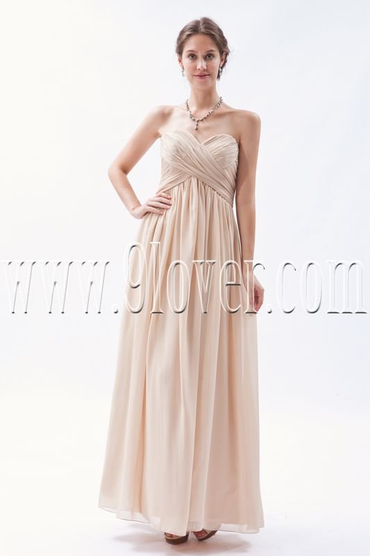 charming light champagne chiffon empire ankle length bridesmaid dress IMG-9285