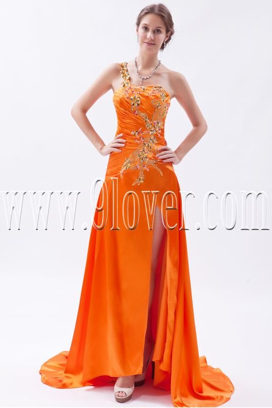 orange chiffon gown
