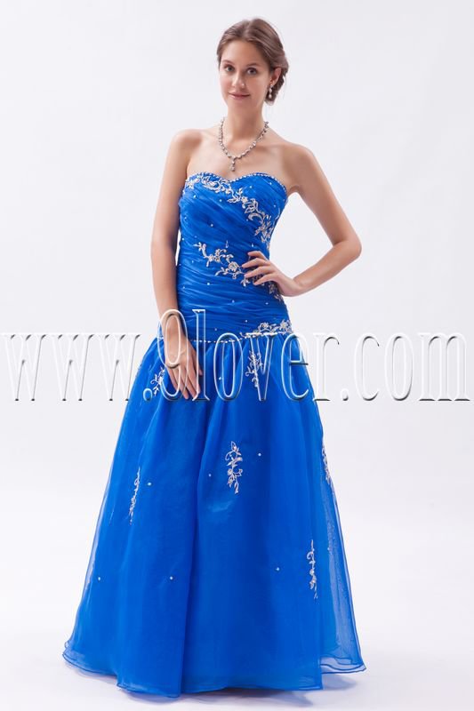 stunning royal blue organza sweetheart a-line floor length prom dress IMG-9343