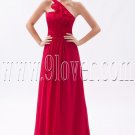 stunning red chiffon one shoulder a-line floor length bridesmaid dress IMG-9499