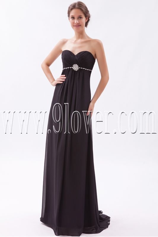 charming black chiffon sweetheart empire floor length formal evening dress IMG-9521