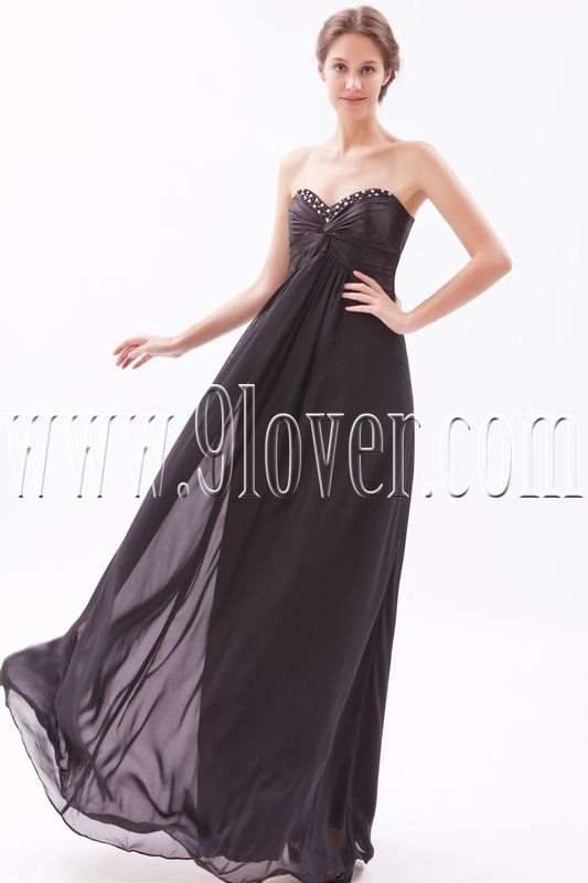 stunning black chiffon sweetheart a-line floor length formal evening dress IMG-9544