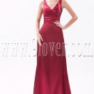 stunning red satin v-neckline a-line floor length mother of the bride dress IMG-9556