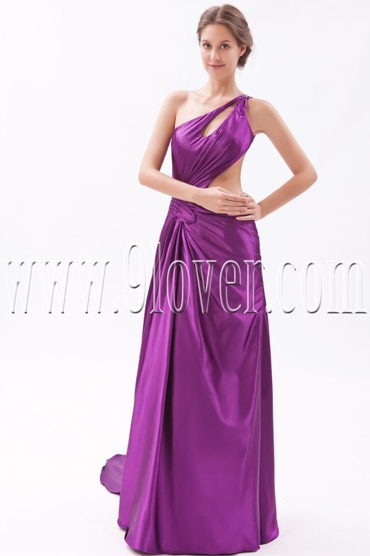 charming regency satin one shoulder a-line floor length evening dress IMG-9579