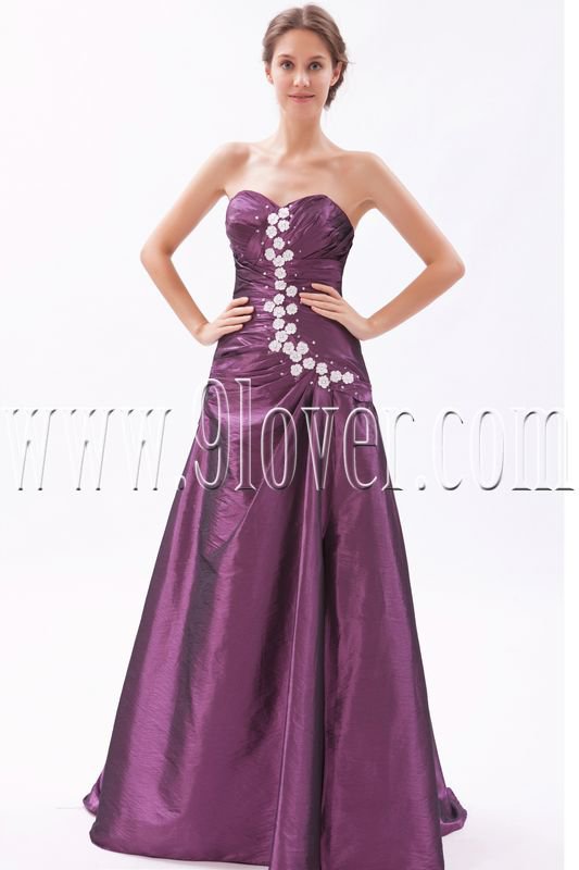 stunning grape taffeta sweetheart a-line floor length prom dress IMG-9607