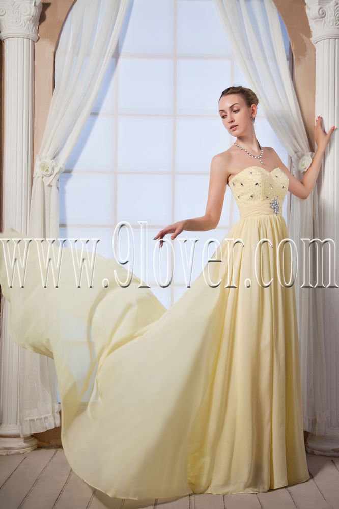 stunning yellow chiffon sweetheart a-line floor length formal evening dress IMG-0035