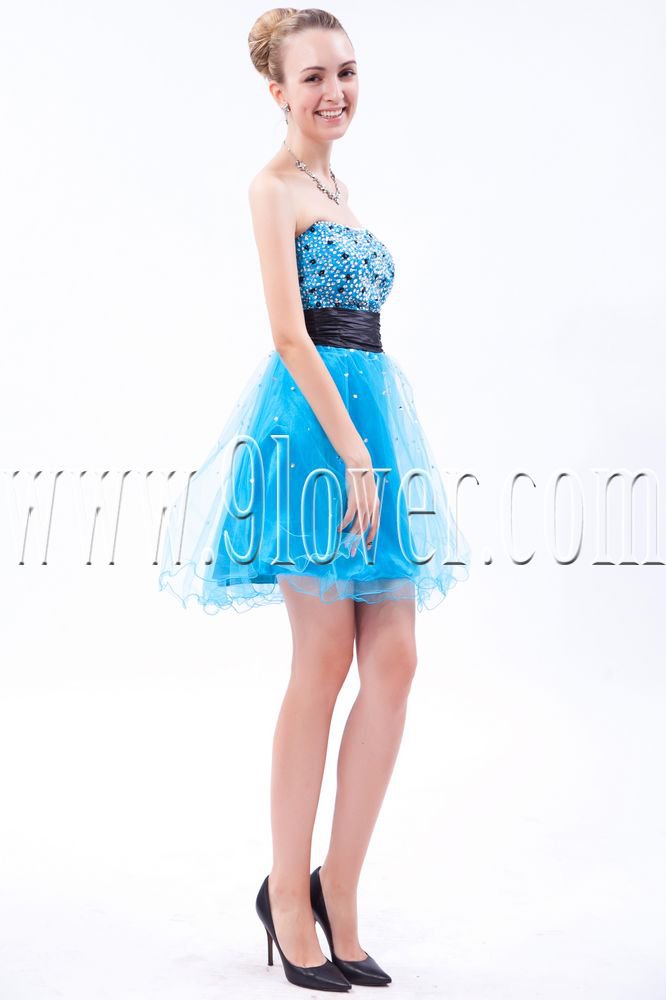 stunning sky blue tulle sweetheart a-line mini length cocktail dress IMG-9568