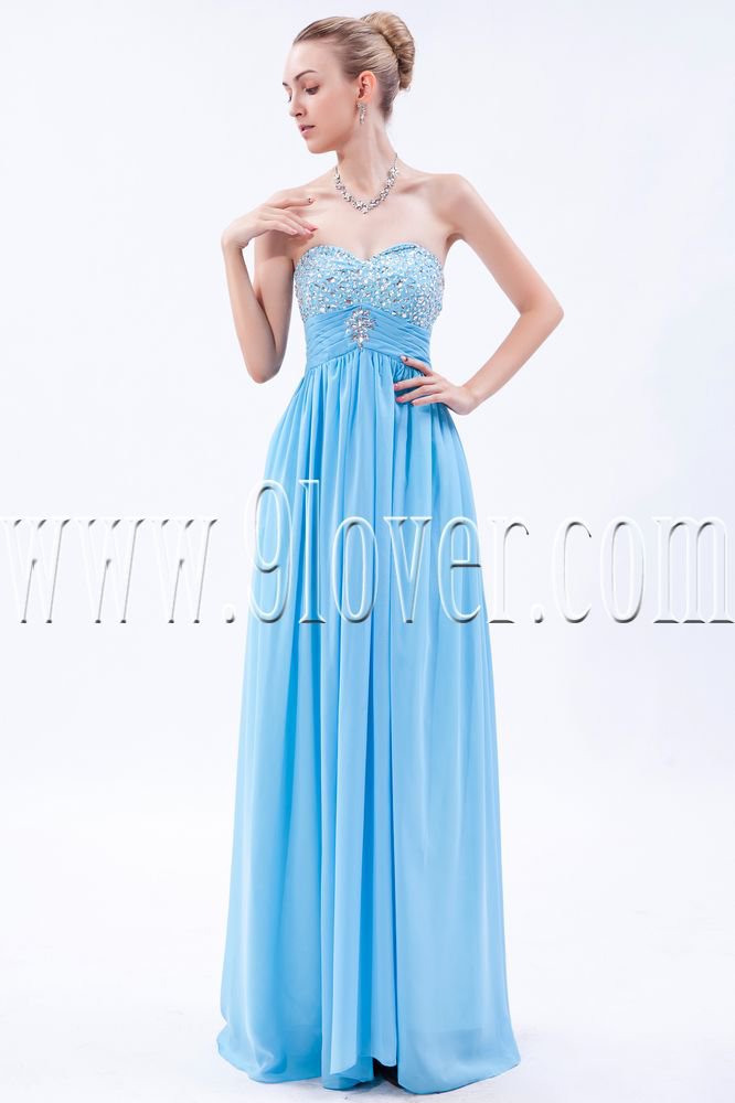 stunning sky blue chiffon sweetheart a-line floor length prom dress IMG-9683
