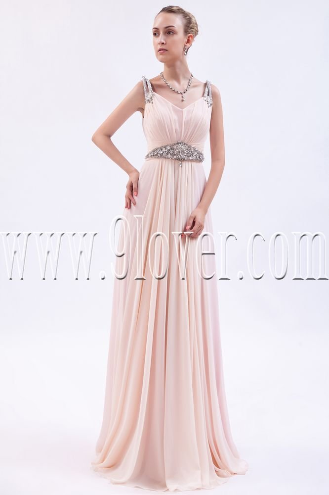stunning pink chiffon v-neckline a-line floor length formal evening dress IMG-9896