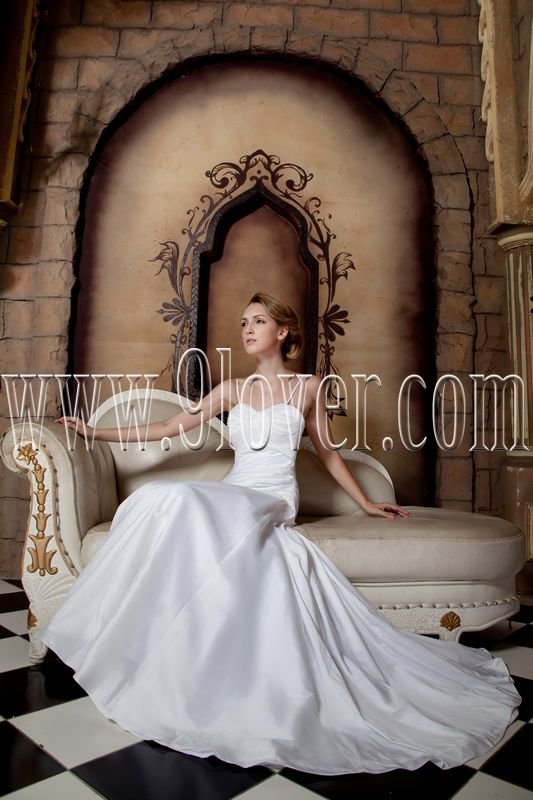 exclusive white chiffon spaghetti straps a-line floor length wedding dress IMG-1741