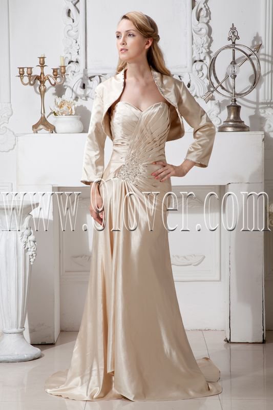 stunning light champagne satin sweetheart a-line floor length mother of the bride dress IMG-1835
