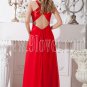 attractive red chiffon halter neckline a-line floor length informal evening dress IMG-1931