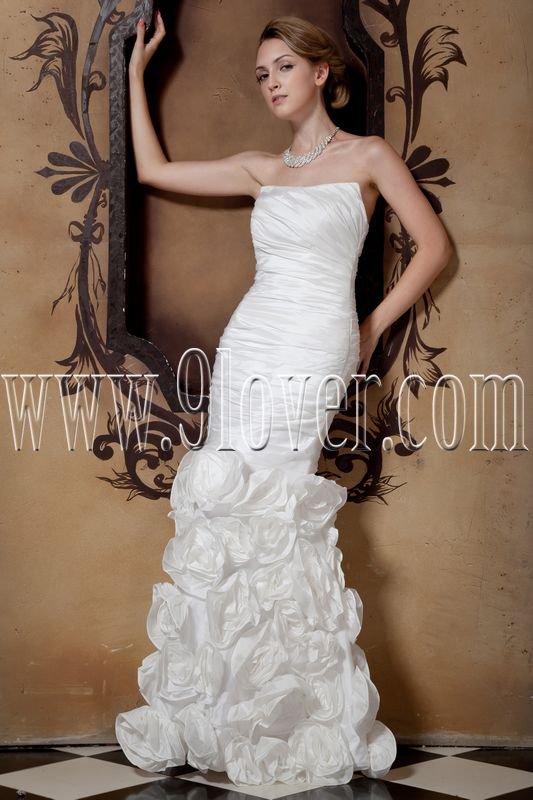 exclusive white taffeta strapless trumpet mermaid wedding dress IMG-1679