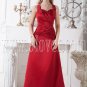 red a-line floor length halter neckline satin prom dress IMG-1958