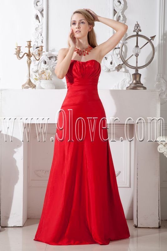 red a-line floor length strapless red mother of the bride dress IMG-1985
