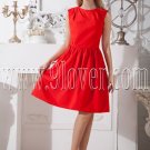 jewel neckline red satin sleeveless a-line knee length homecoming dress IMG-2053