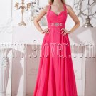 fuchsia chiffon halter neckline a-line floor length prom dress IMG-2121