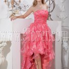 hot pink organza strapless a-line floor length prom dress with ruffles skirt IMG-2166
