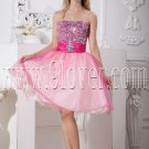 cute pink tulle strapless a-line knee length cocktail dress IMG-2182
