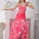 hot pink organza sweetheart a-line floor length prom dress with ruffles skirt IMG-2214