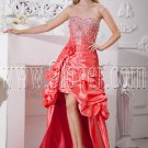 modern orange red taffeta sweetheart a-line mini length prom dress with brush train IMG-2228