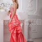modern orange red taffeta sweetheart a-line mini length prom dress with brush train IMG-2228