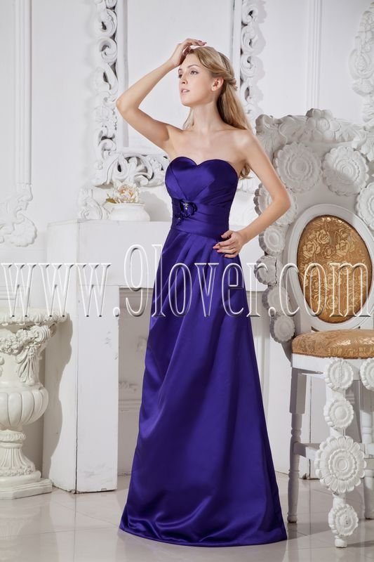 royal blue satin shallow sweetheart neckline a-line floor length evening dress IMG-2353
