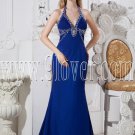 halter neckline royal blue chiffon a-line floor length formal evening dress IMG-2420