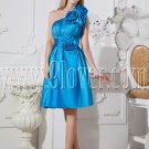 one shoulder sky blue a-line knee length bridesmaid dress IMG-2435