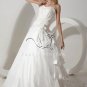 classic white organza spaghetti straps ball gown floor length wedding dress IMG-1655