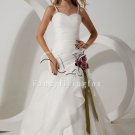 white organza spaghetti straps ball gown floor length wedding dress with ruched bodice IMG-1669
