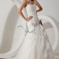 white organza spaghetti straps ball gown floor length wedding dress with ruched bodice IMG-1669