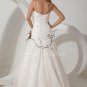 white organza spaghetti straps ball gown floor length wedding dress with ruched bodice IMG-1669