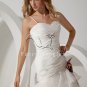 white organza spaghetti straps ball gown floor length wedding dress with ruched bodice IMG-1669
