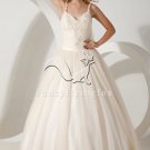 princess ivory tulle v-neckline spaghetti straps ball gown wedding dress IMG-1683