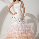 classic white and orange one shoulder neckline ball gown floor length quinceanera dress IMG-1722