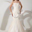 vintage halter neckline white tulle trumpet mermaid wedding dress IMG-1733