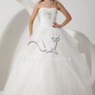 classic white tulle shallow sweetheart neckline floor length ball gown wedding dress IMG-1747