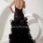 black tulle spaghetti straps sheath mini length cocktail dress with brush train IMG-1810