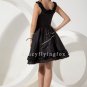 black satin scoop neckline a-line mini length prom dress IMG-1886