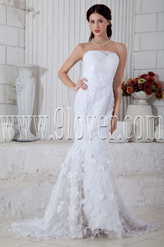 vintage and retro strapless trumpet mermaid wedding dress with appliqued IMG-6810