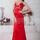 v-neckline red satin front short long back floor length prom dress IMG-6742